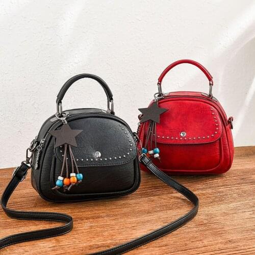 New shoulder bag female pu Korean College Wind Tote Cool fashion Leisure Motorcycle bag nafei 21X10X17cm