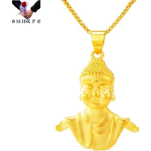 OMHXFC Wholesale PN586 European Fashion Fine Hot Woman Girl Party Birthday Wedding Gift The Buddha 24KT Gold Pendant Charm