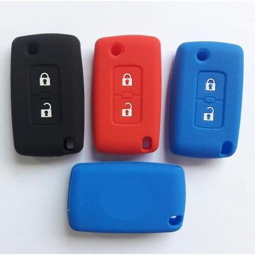 Flip Open Folding Silicone Fob Protect Case For Mitsubishi Car Lancer Pajero Sport Outlander Keyless Remote 2 Button