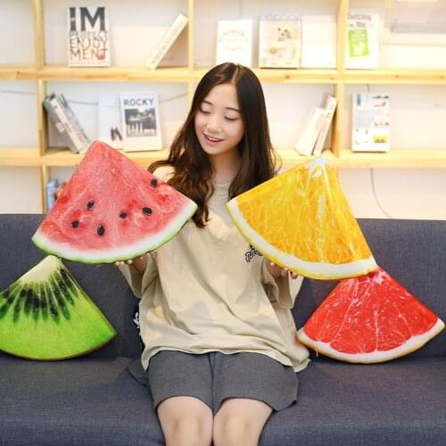 30cm Plush 3D Fruit Pillow Sofa Car Cushion Stuffed Watermelon Kiwi Lemon Orange Birthday Gift