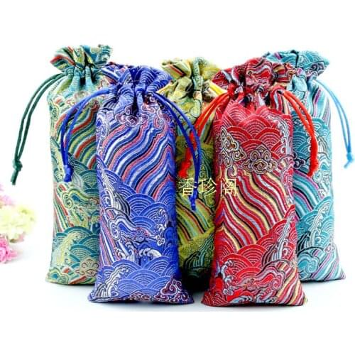 Portable Travel Jewelry Storage Bag for Necklace Comb Cosmetic Craft Packaging Pouch Silk Brocade Gift Bags Handicraft Pocket