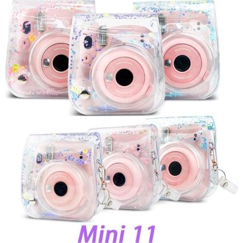 Transparent PVC Quicksand Bag Protection Cute Camera bag Case PU For Fuji Instax Mini 11 Case bag