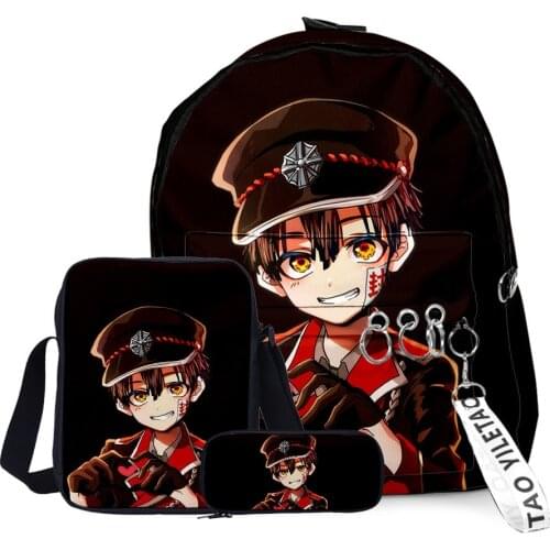 2021 3D Printed Toilet-bound Hanako-kun Backpack 3pcs Set Zipper Backpack Hip hop Backpack School Student Casual Laptop Bag