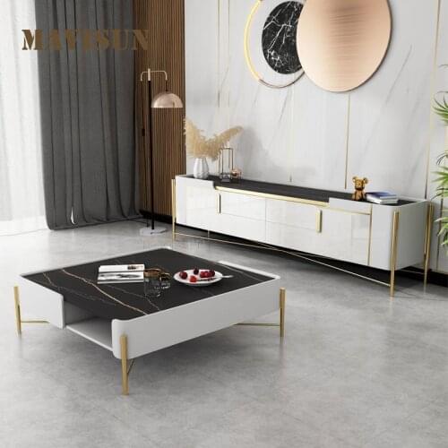 Rock Board TV Cabinet Coffee Table Combination Italian Modern Minimalist Furniture Light Luxury Tea Table Floor Cabinet For Home