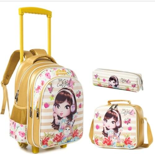 School wheeled backpack bag for girls children school Trolley backpack Bag for kids student school Rolling backpack bag wheels