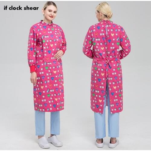 Tooth Printing Scrubs Coat Protective Isolation Nursing Clothing Work Wear Dustproof Work Clothes Cotton Pet Clinic Work Uniform