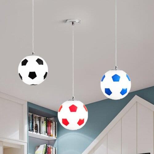Nordic Glass Football Pendant Lights For Childrens Bedroom Lamps Living Room Hanging Lamps Decor Loft Kitchen Lighting Fixtures