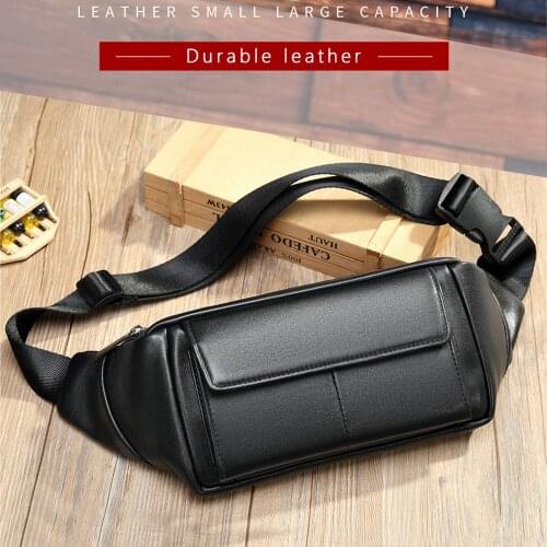 Luufan 2020 Fashion Waist Bag Pack For Men Cowhide Genuine Leather Mens Waist Belt Bag Fanny Pack Male Leather Phone Chest Bag