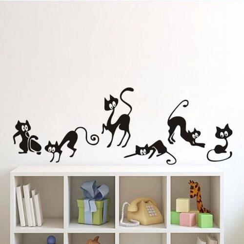 Funny Cats Wall Decals Animal Kitchen Wall Stickers Living Room Vinly Removable Home Decor Children Room Waterproof Decal
