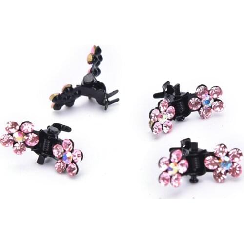12 Pcs/lot Kids Child Hair Clip Crystal Flower Mini Barrettes Hair Claw Clamp Hair Pin Hair Accessories
