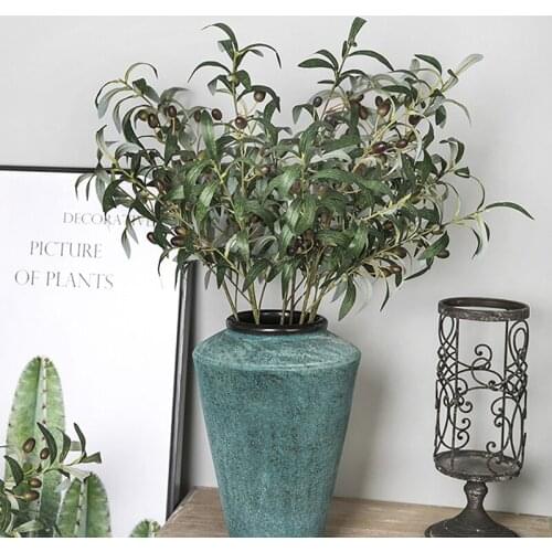 5 Pcs Green Olive Artificial Plants Branches Fruits Fake Flowers Branch Leaves for Home Office Crafts Decoration Greens 28 inch