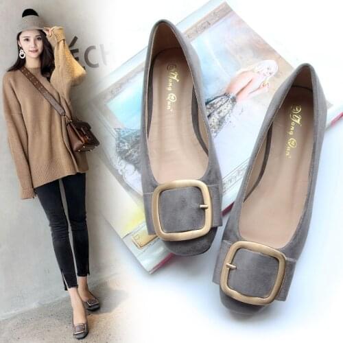 Women Flats Ballet Solid Color Flat Heel Shoes Lady Elegant Concise All Match Flock Leather Casual Shoes Spring Summer 31-44