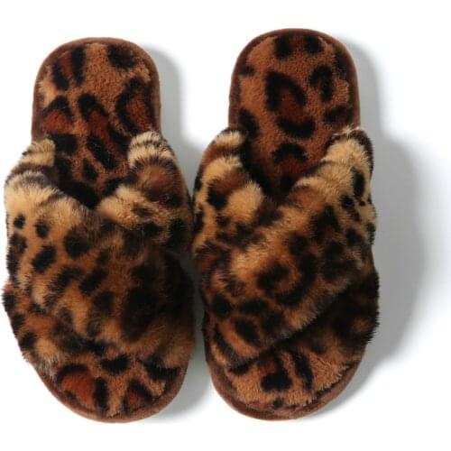 Women Men Winter Plush Cross Band Cotton Slipper Open Toe Fuzzy Warm Plush Slippers Woman House Indoor Shoes