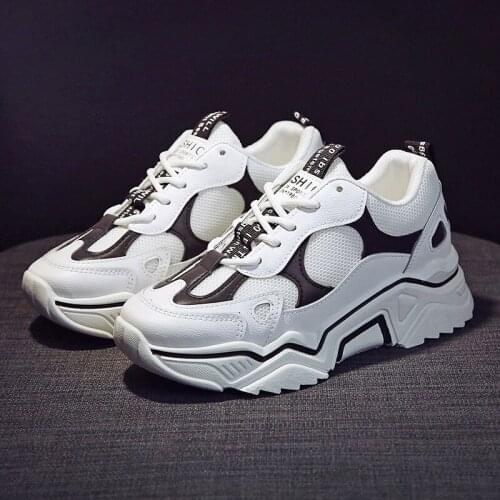 2019 autumn Vulcanized Shoes Woman Breathable Round Head Sneakers Women Lace Up Platform Casual Shoes Ladies Spring Z5-26