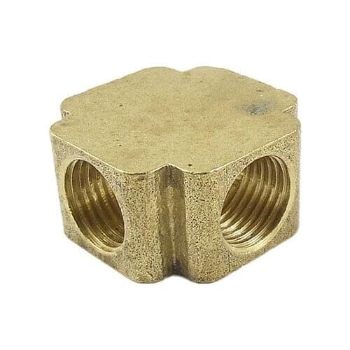 1/4" NPT Female Thread Brass 4 Ways Cross Connector Water Pipe Adapter Coupler