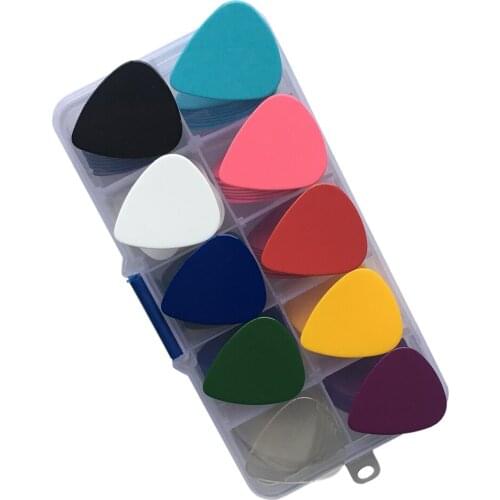 Lots of 100pcs Celluloid Medium 0.71mm Guitar Picks 10 Colors with PVC Storage Box