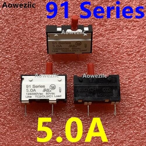 2Pcs 91 Series 5.0A 5A 125V/250VAC 50VDC KUOYUH Overcurrent protector short circuit overload switch fuse Protection switch