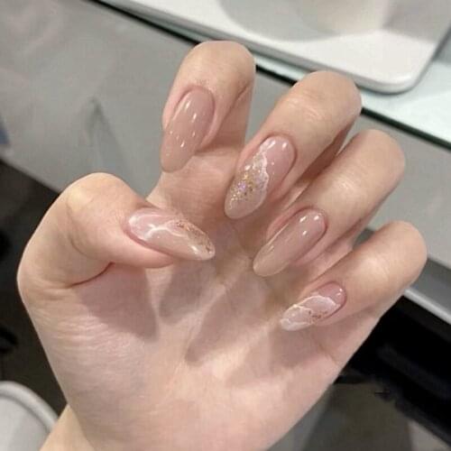 24pcs Fake Nails With Designs Type Removable Mid-length Paragraph Fashion Manicure False Nails With Glue Save Time Press On Dl