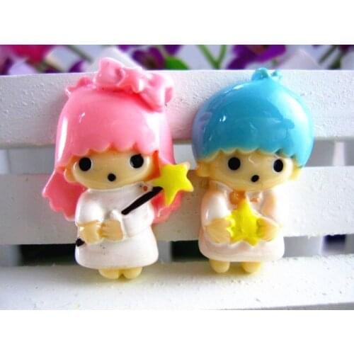 30pcs/lot flat back resin cartoon boy and girl DIY resin cabochons accessories about 25mm