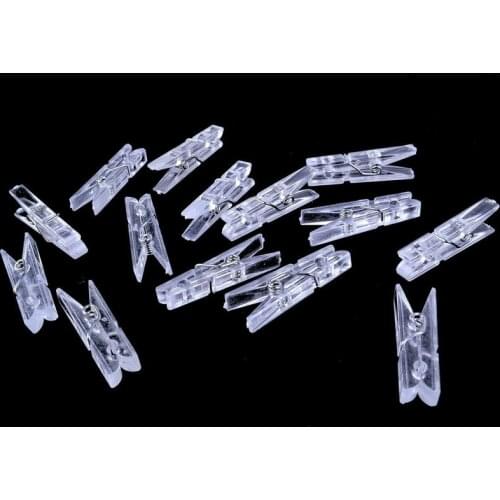 35mm Mini Spring Clear Transparent Clips Clothes Photo Paper Peg Pin Clothespin Craft Clips Party Home Decoration