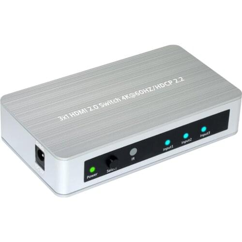 3X1 HDMI SWITCH 4K 60HZ/HDCP 2.2 ALUMINIUM + PLASTIC HOUSING