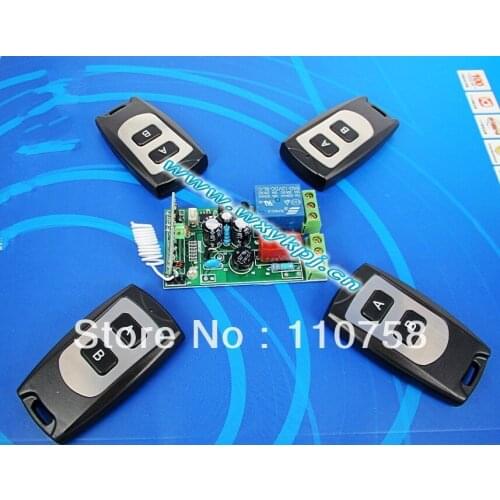Free shipping 220V 1 CH rf wireless remote control switch system 4 transmitting & 1 Receivers 315mhz 433 MHZ z-wave