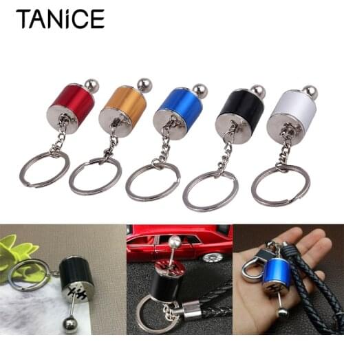 TANiCE 5Pcs Metal Keyrings Gear Shift Gear Stick Gear Box 6-Speed Keychain Ring 5 Color Keychain Tool DIY Key Chains Accessories