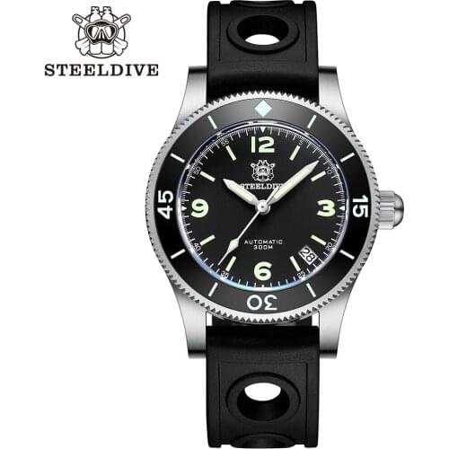 STEELDIVE SD1952 Japan Seiko-NH35A Movt Automatic Mechanical Watch Men Ceramic Bezel C3 luminous Sapphire Glass 300M Diver Watch