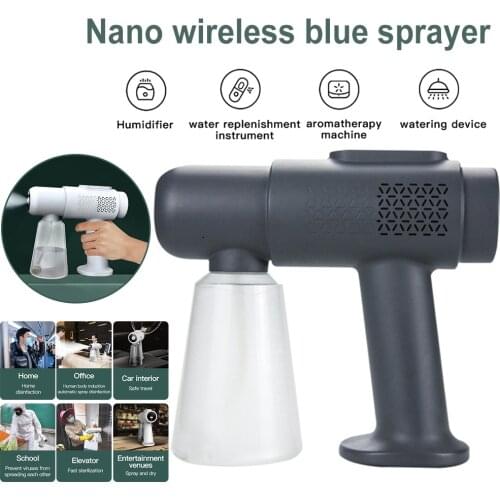 380ML Electric Disinfection Sprayer Portable Blue Light Rechargeable Nano Steam Spray Gun Home Wireless Irrigation Watering Tool