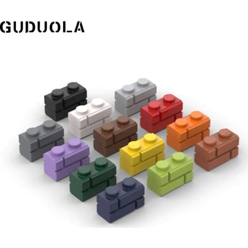 Guduola Brick 1 x 2 with Embossed Bricks (98283) Building Block Small Particle MOC Build Assembly block DIY Toys 50pcs/lot