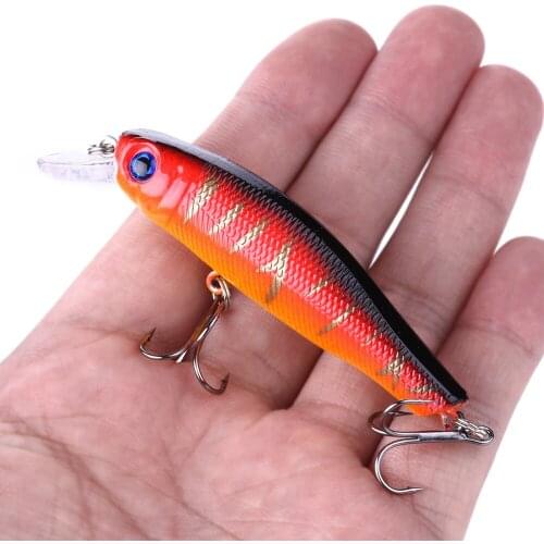 HENGJIA 1PC 9.5CM 7.2G 6 Colors Minnow Hard Bait With 2 Fishing Hooks 3D Eyes Fishing Tackle Lure