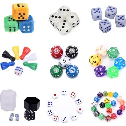 10mm/16mm Drinking Dice Acrylic Corner Hexahedron Dice Club Party Table Playing Games RPG Dice Set 5Pcs/Lot White Round