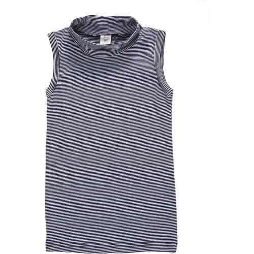 1-5Years Baby Girls Summer Dress Striped Print Cotton Turtleneck Sleeveless Straight Mini Dress