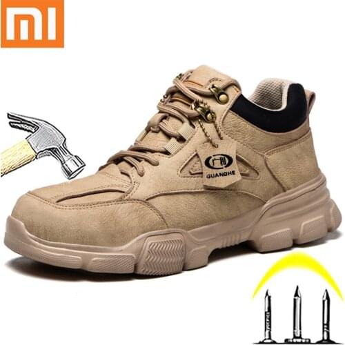Xiaomi Summer Breathable Flying Woven Safety Shoes Men Steel Toe Cap Anti-Smash Anti-Piercing Lightweight Deodorant Work Shoes