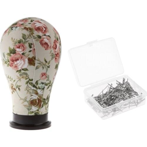22inch Flower Hair Mannequin Manikin 100pcs 35mm T-pins Set For Wigs Salon Shop