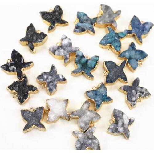 Natural stone butterfly pendant animal shape pendant decorative jewelry making DIY charm necklace accessory pendant