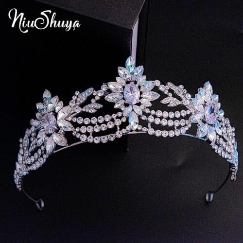 NiuShuya Austrian Crystal CZ Zircon Tiaras Crown Headband Wedding Pageant Bridal Jewelry Headband Hair Accessories