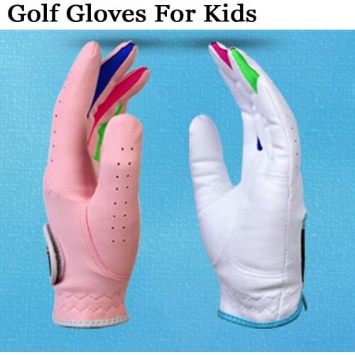 Golf Gloves For Kids boys girls children students Fabric with colorful lycra Breathable pink white left right hand 1 Pair New