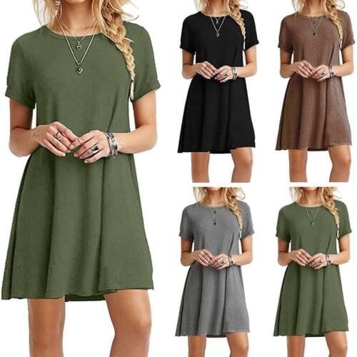 Plain A Word Temperament Lady Dress Casual Wear Sukienka Sexy Short Sleeve Solid Club Party Mini Dress A Line Women Pullover Xxl