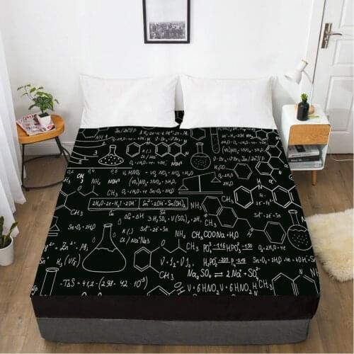 Fitted sheet bed sheet With An Elastic Band 150x200/180/200/160x200 Mattress Cover Bed cover 1pc Geometry Chemical symbol
