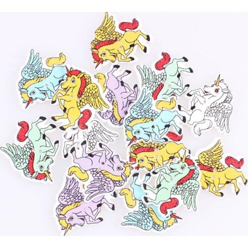 Mixed Unicorn Buttons 2Hole Wooden DIY Decor For Child Clothing Sewing Buttons Crafts Scrapbooking Accessories Decorativos E