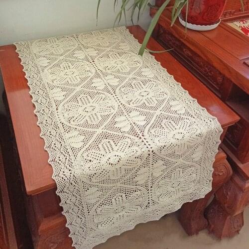 Crochet Hollow Lace Table Runner Tassels Party Christmas Wedding Decor Tablecloth Nordic Romance Table Cover Coffee Runners