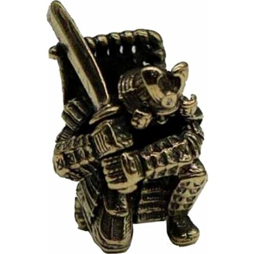 Japanese Samurai Casting Brass Figurine Abstract Geometric Style Metal Retro Sculpture Home Office Room Desktop Decoration Gift