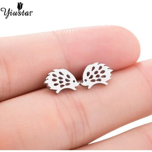 Sweet Hedgehog Women Studs Earrings Animal Earrings Accessories Trending Jewelry Studs Stainless steel gold earrings for woman