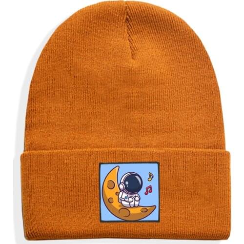Astronaut print Winter Hats For Women and men New Knitted Beanies Hat Girls boys Autumn Cap For Warm Hat Casual Cap