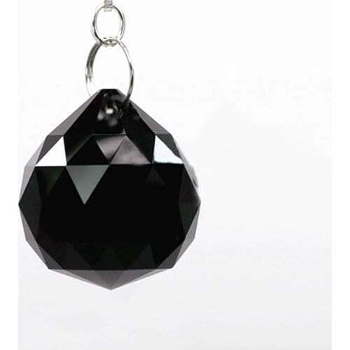 10PCS/lot Black 30mm crystal faceted balls (Free rings) glass Sparkle chandelier pendants/ Crystal lamp Parts
