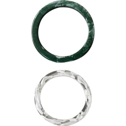 2Pcs Ring Design White Green Resin Purse Handle for Bag Making Handles Replacement DIY Crafts Women Girls Bags Parts Accessory
