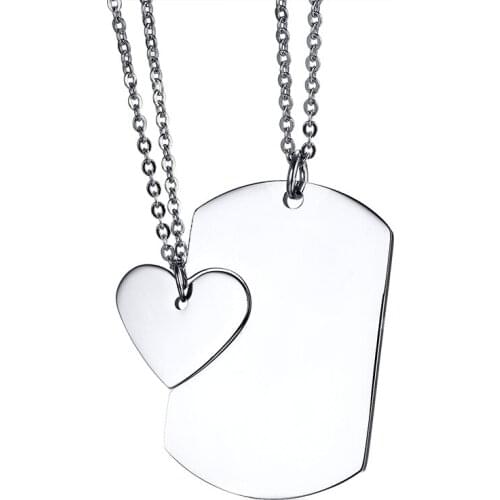 2021 Korean Style And Fashion Titanium Stee Love Puzzle Lettering Two-piece Suit Pendant Necklace Suitable For Couples