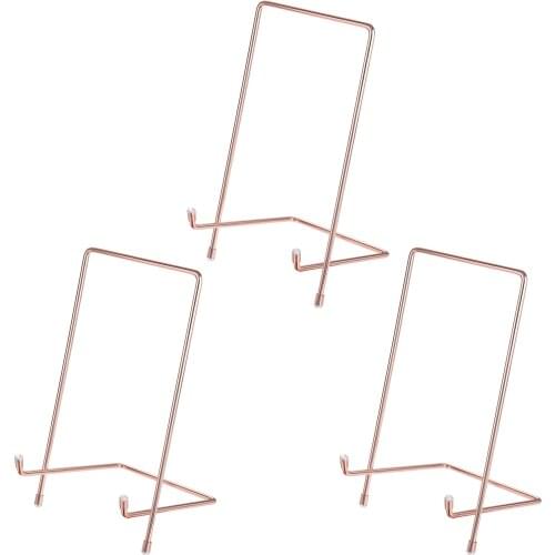 Uxcell Plate Stand, 5" Picture Frame Holder Decorative Display Easel Rose Gold 3 Pcs