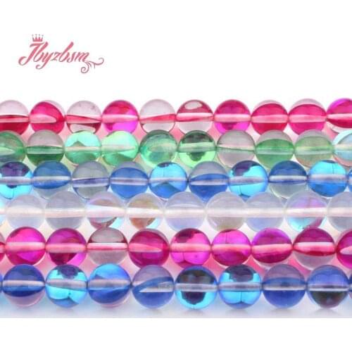 8mm Smooth Round Beads Austria Crystal Synthesis Glitter Stone Beads For Necklace Bracelets Jewelry Making 15" Free Shipping